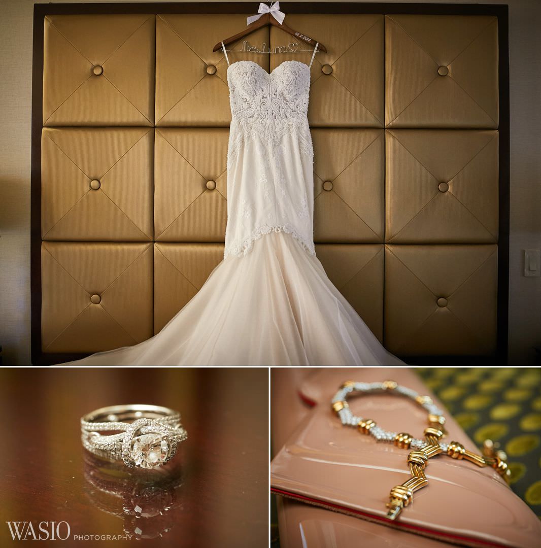 01-wedding-details-gown-macro-ring-elegant Knickerbocker Hotel, Chicago Wedding - Magdalynn + Joseph
