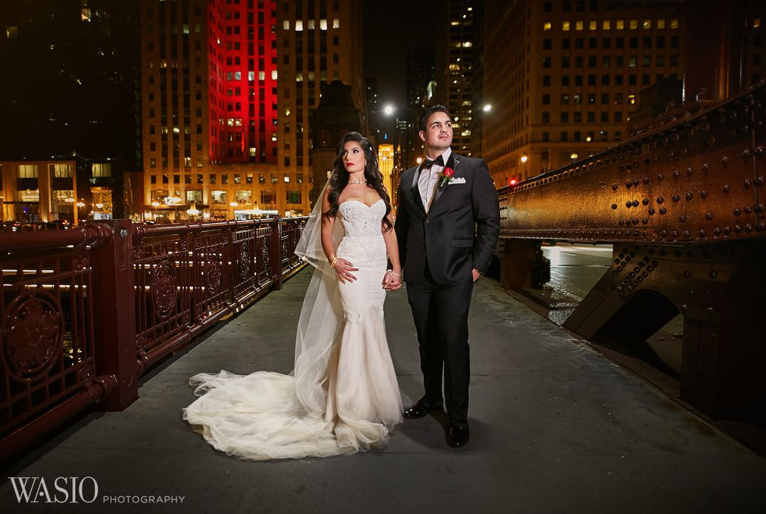 20-winter-wedding-night-canon-chicago-river Knickerbocker Hotel, Chicago Wedding - Magdalynn + Joseph