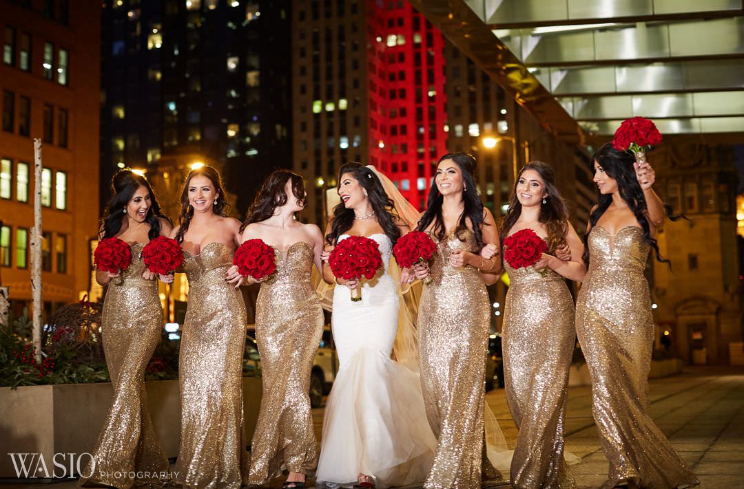 21-elegant-wedding-river-walk-chicago-gold-dresses Knickerbocker Hotel, Chicago Wedding - Magdalynn + Joseph