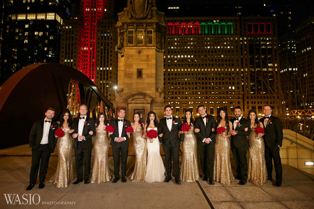 25-wedding-group-downtown-chicago-elegant-night Knickerbocker Hotel, Chicago Wedding - Magdalynn + Joseph