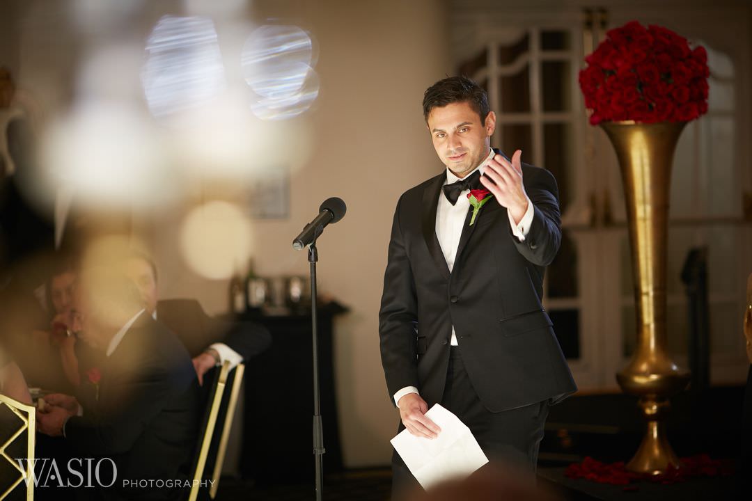 28.1-wedding-speach-groom-chicago Knickerbocker Hotel, Chicago Wedding - Magdalynn + Joseph