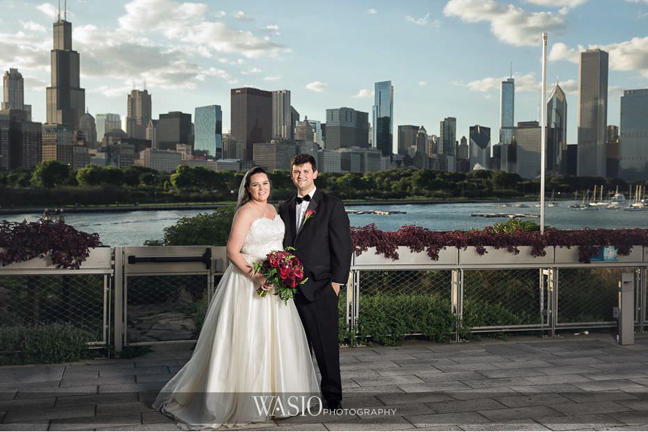 Winner-of-The-Knot-2017-Best-of-Weddings-shedd-aquarium-city-skyline-bride-groom-portrait-54 Winner of The Knot 2017 Best of Weddings
