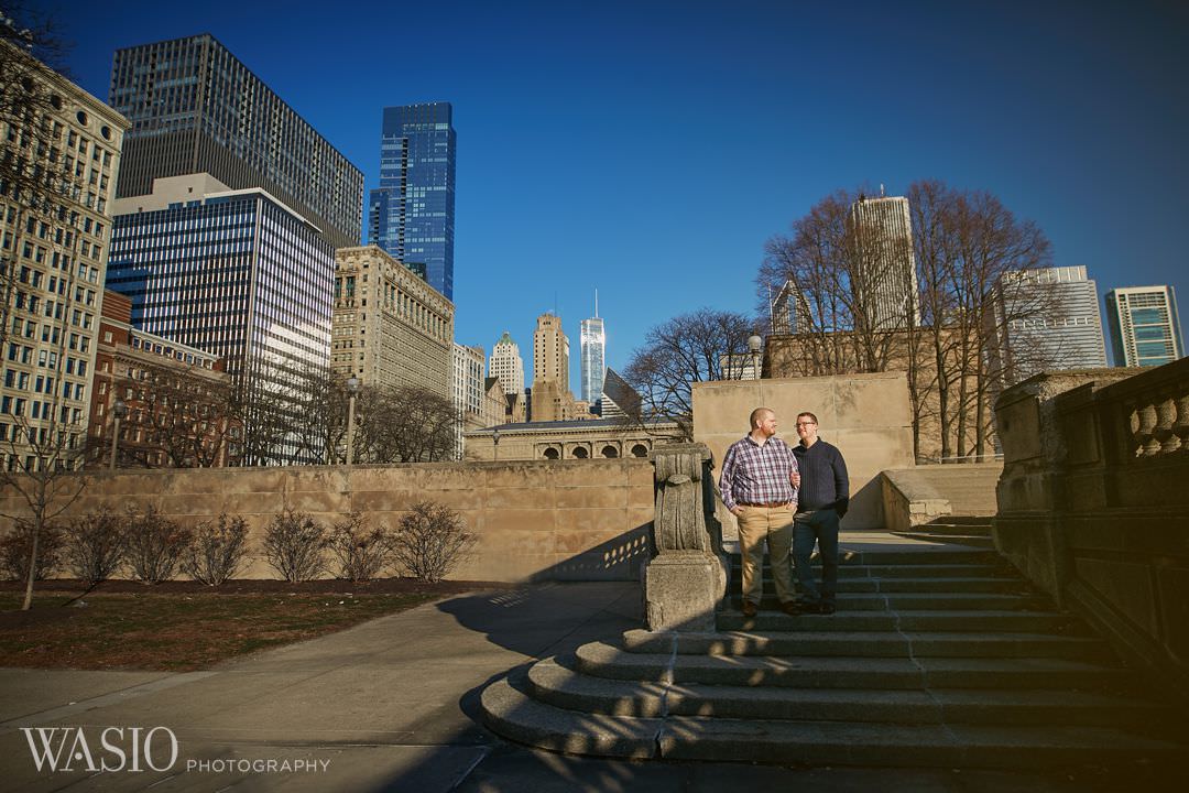 chicago-skyline-gay-engagement-winter-lgbt Chicago same sex engagement - Jeffrey + Brandon