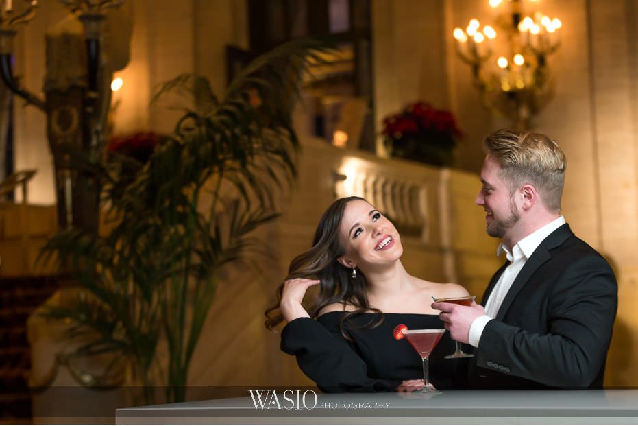 evening-engagement-photos-fun-photo-journalism-in-the-moment-playful-flirt-cocktails-love-Palmer-House-Hotel-66 Evening Engagement Photos - Izabela and Marcin