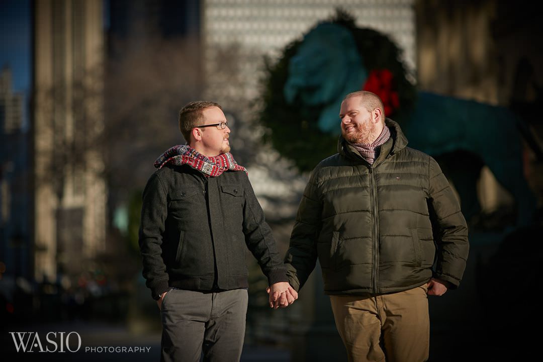 gay-engagement-chicago-michigan-avenue Chicago same sex engagement - Jeffrey + Brandon