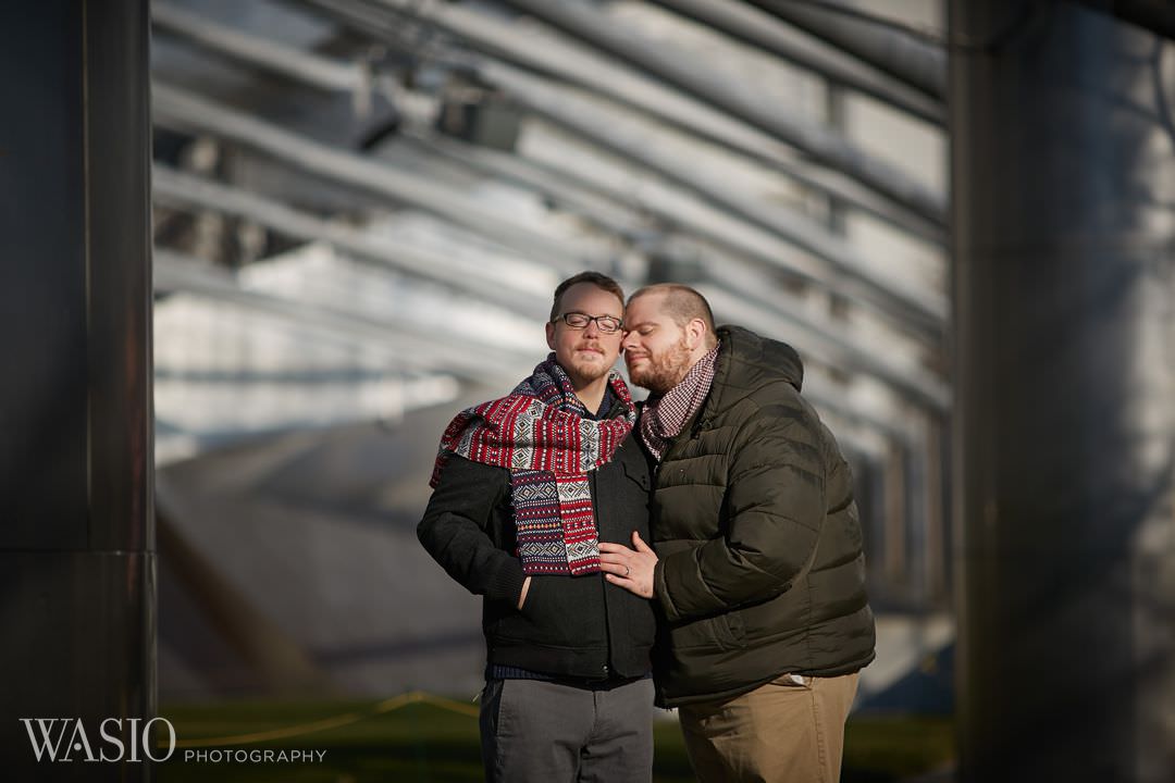 millennium-park-engagement-gay-winter-lgbt Chicago same sex engagement - Jeffrey + Brandon